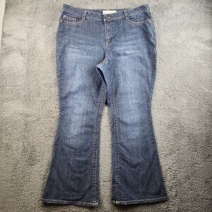 Women's Plus Size Flare Leg Jeans 20W High Rise Coastal Dark Wash Stretch Boho